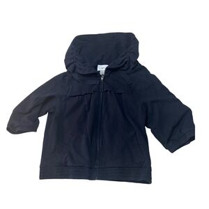 Ann Taylor Loft Womens Navy Blue 3/4 Sleeve Full Zip Hooded Jacket Size M